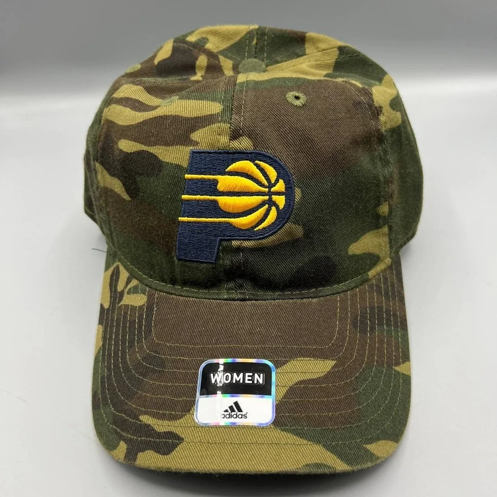 Indiana Pacers Hat Women Green Camouflage Adidas Strap Back Cap New